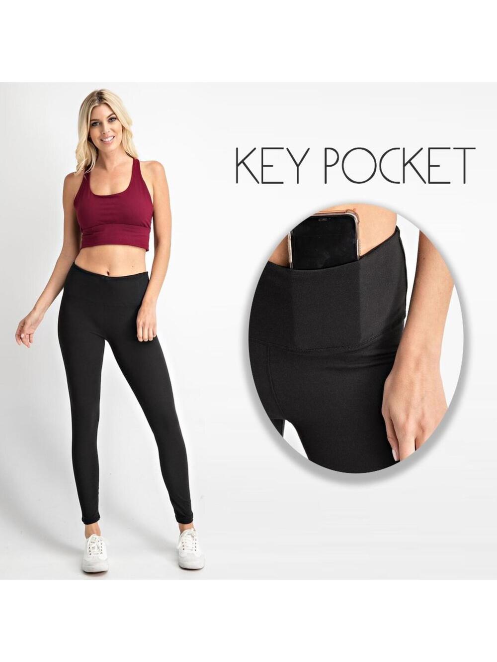 Black Leggings with Key Pocket Rae Mode 1x   4 Pairs!